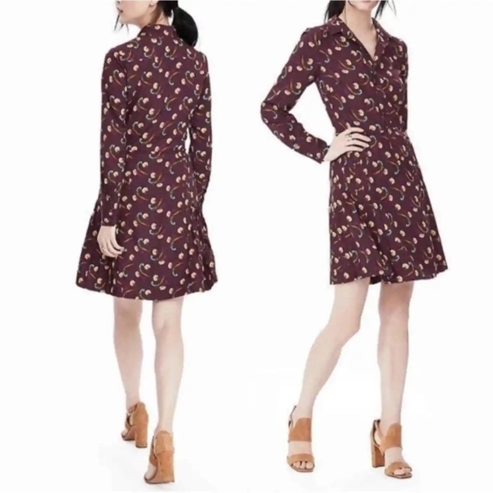 Banana Republic Floral Paisley Long Sleeve Dress Si…